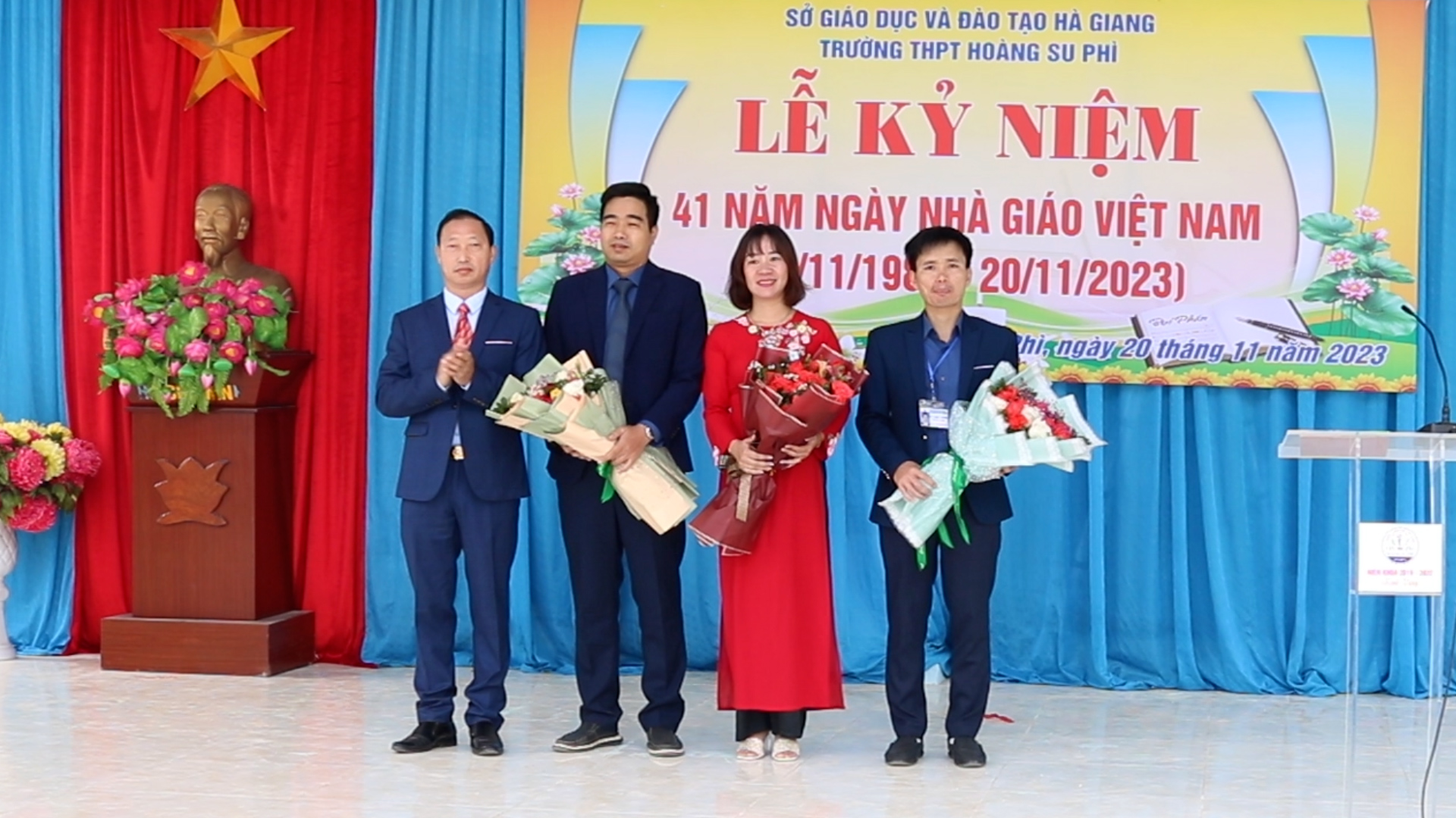 Bí thư Huyện ủy dự Kỷ niệm ngày 20/11 tại trường THPT Hoàng Su Phì