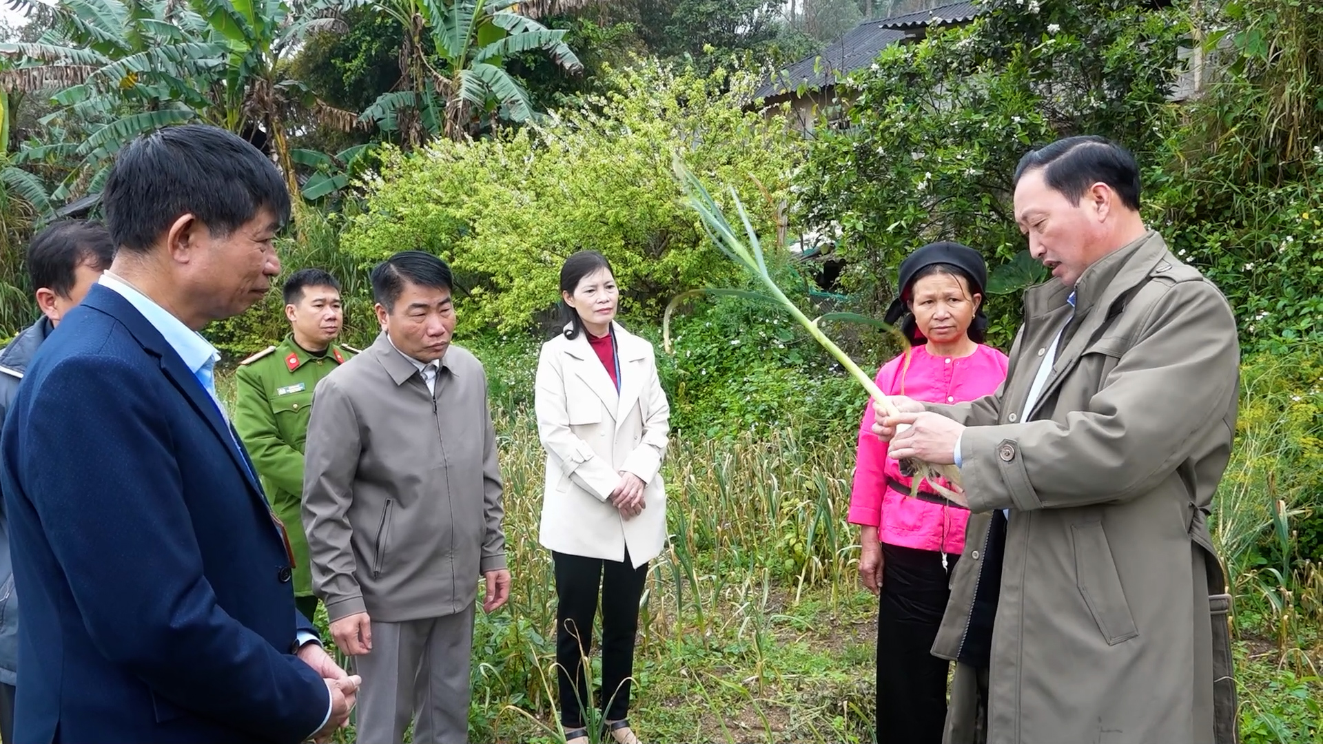 Bí thư Huyện ủy kiểm tra mô hình trồng cây Tỏi tại xã Ngàm Đăng Vài