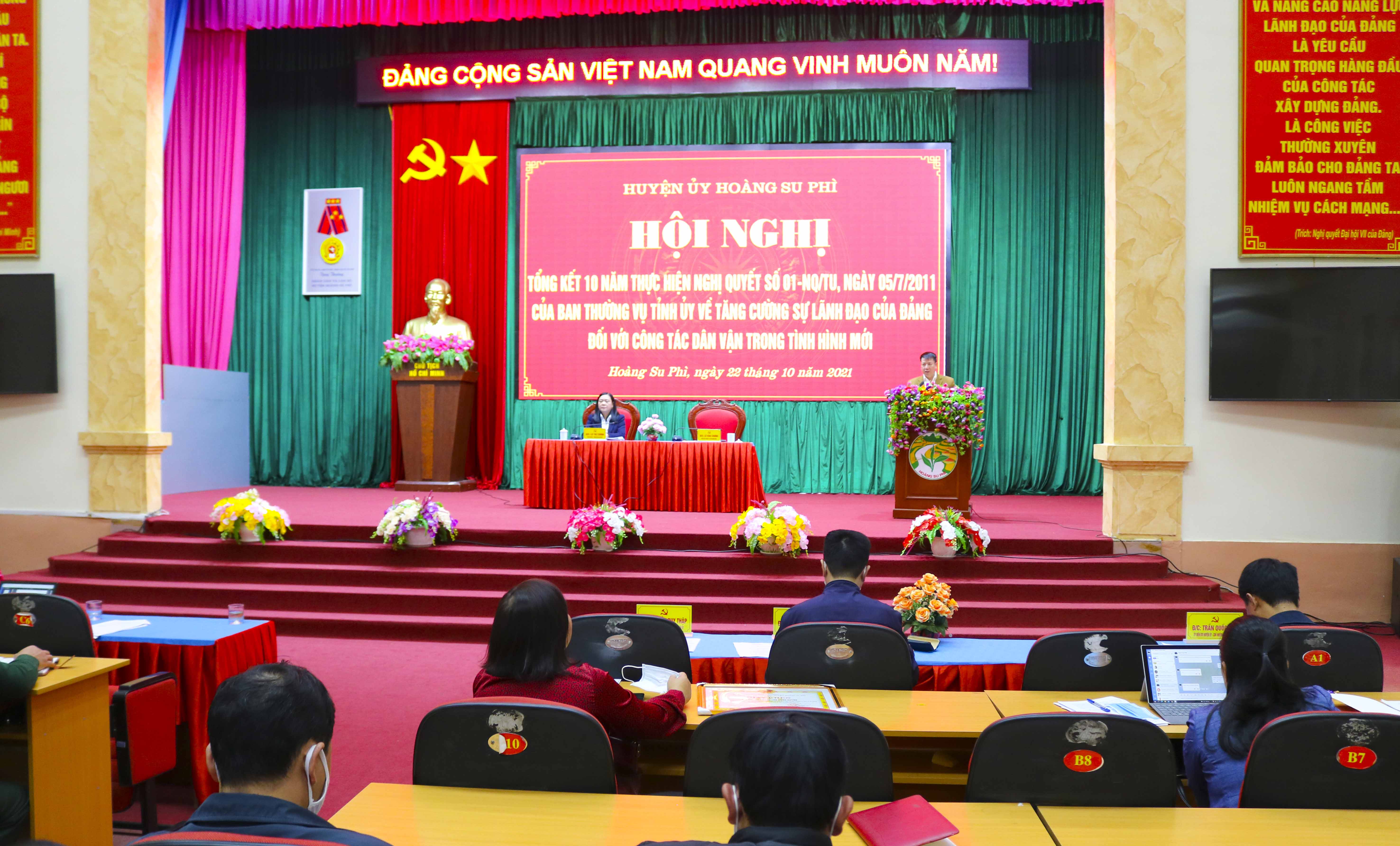 Hoàng Su Phì Tổng kết 10 năm thực hiện Nghị quyết 01 của BTV Tỉnh ủy
